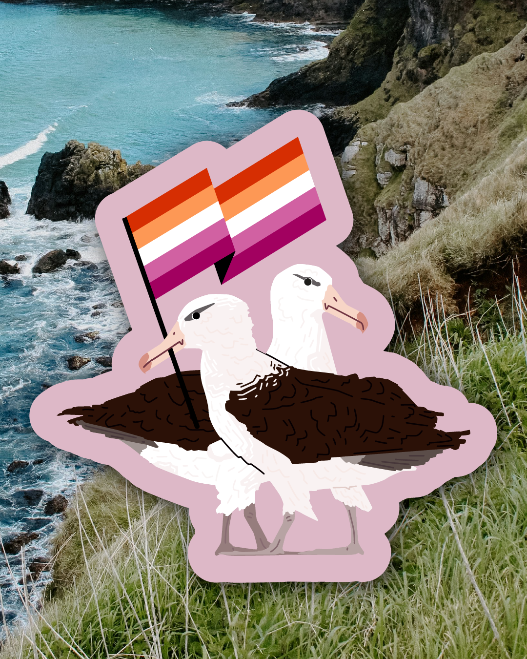 Lesbian laysan albatross sticker