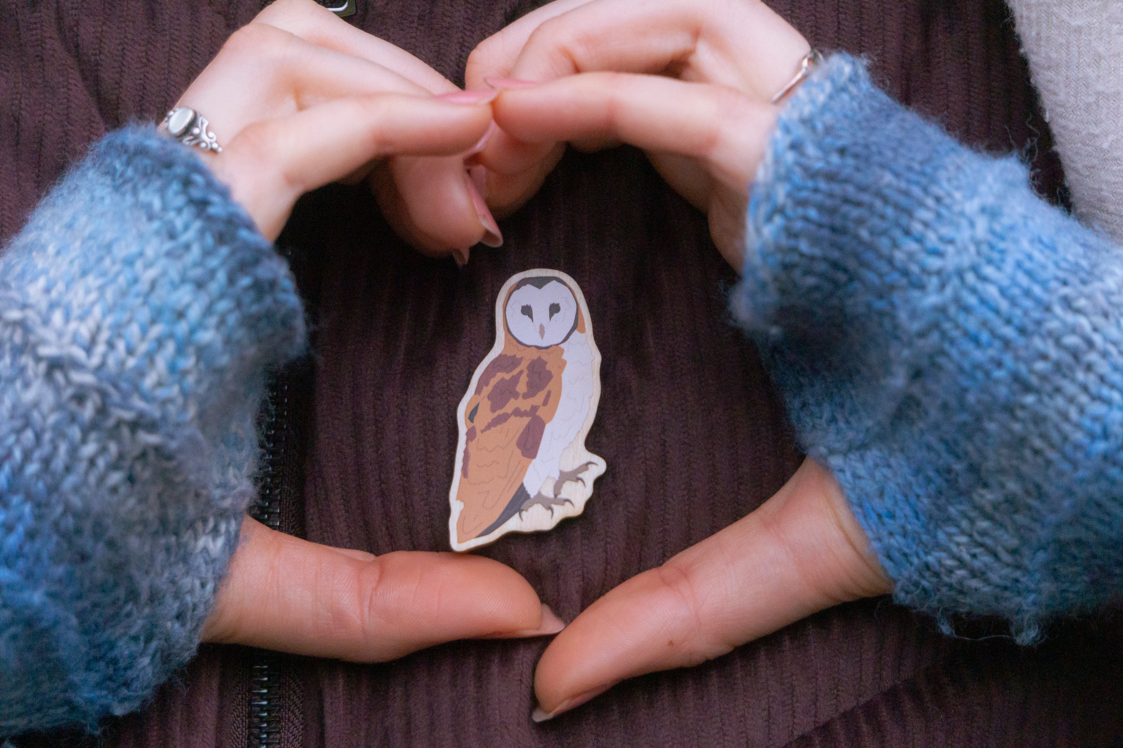 Barn Owl Wooden Pin