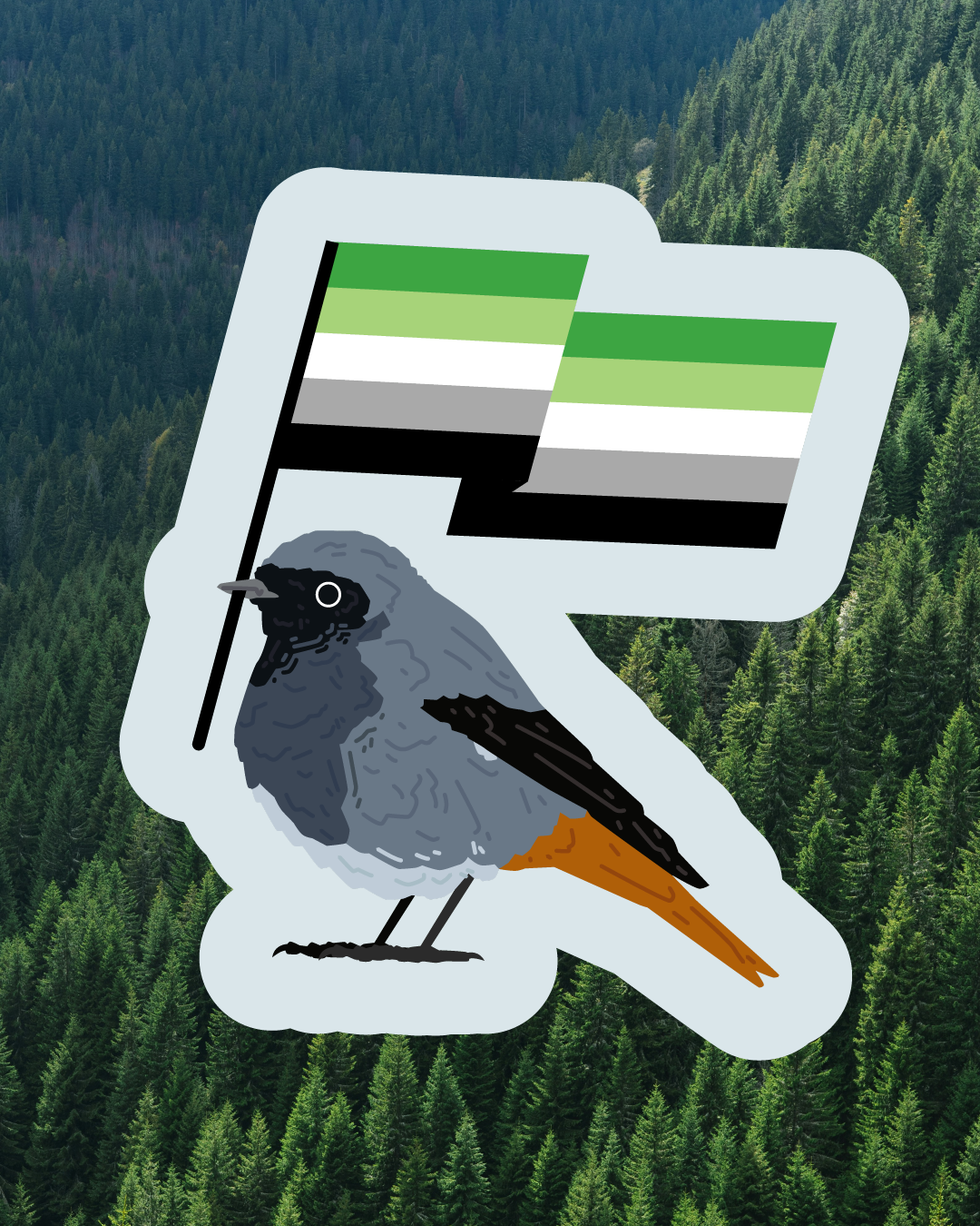 Aromantic Redstart Sticker
