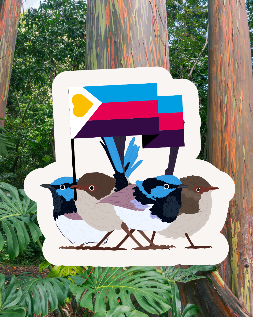 Polyamorous Superb Fairy Wren Sticker